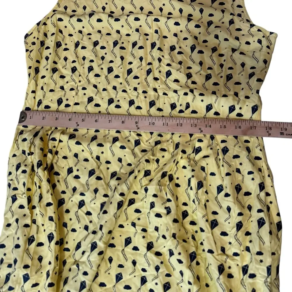 Circus Yellow Kite Print Sleeveless Dress 100% Rayon Made in India UK 20